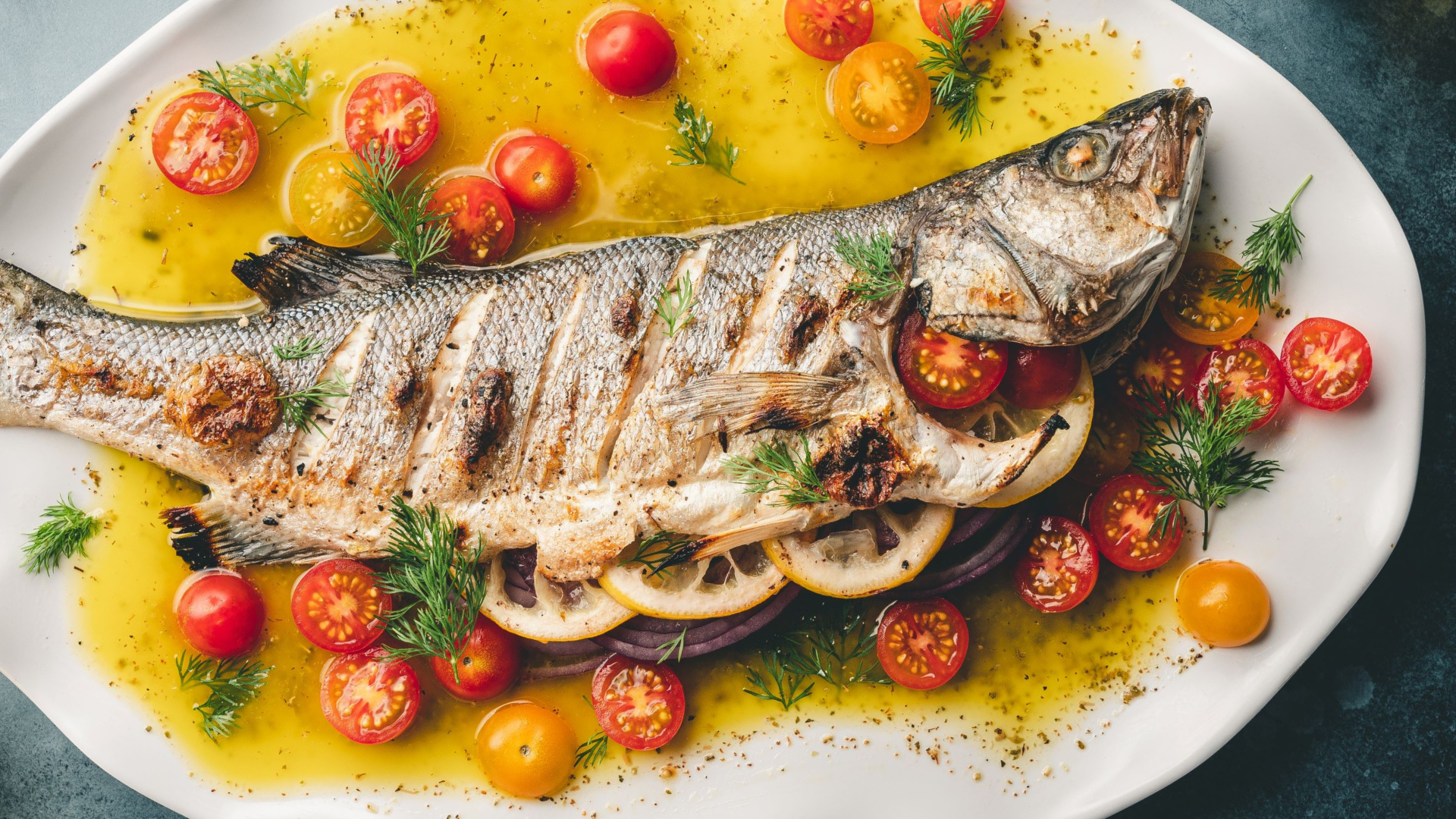 Roasted Branzino with Ladolemono sauce