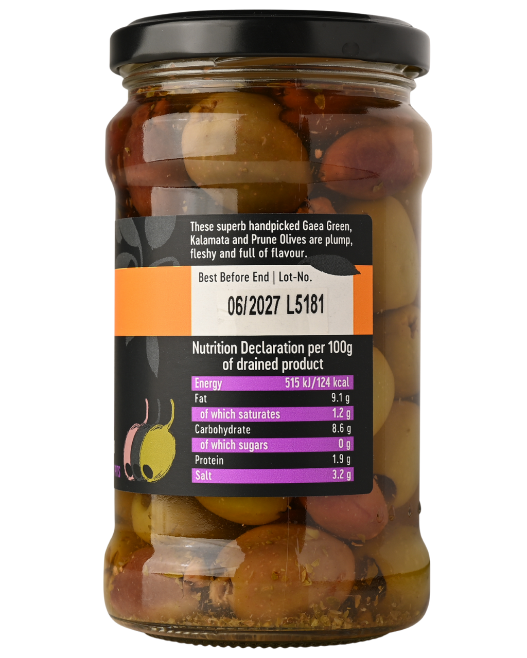 Gaea Pitted Mixed olives in brine 315ml