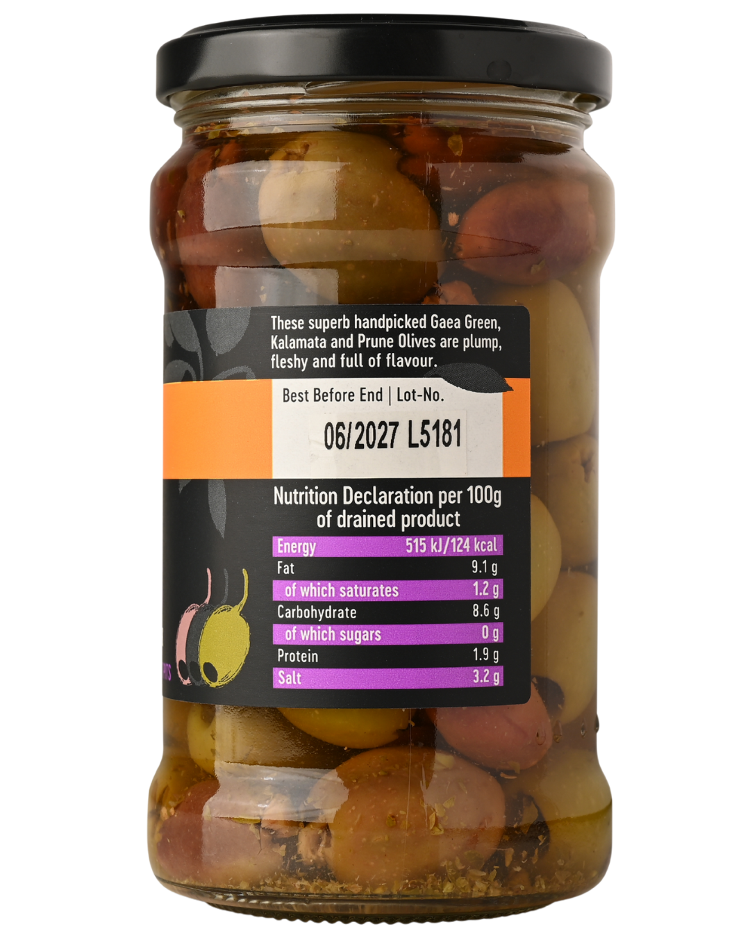 Gaea Pitted Mixed olives in brine 315ml