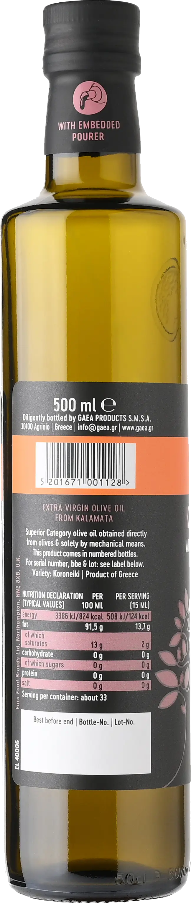 GAEA Kalamata Extra Virgin Olive Oil 500ml